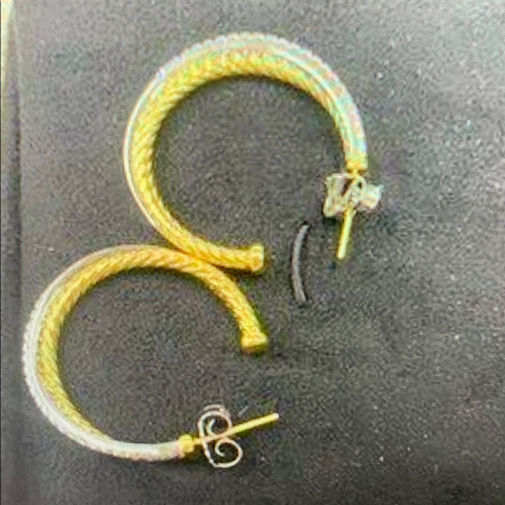 DavidYurman Gold and Silver Twisted Hoop Earrings - Picture 4 of 4